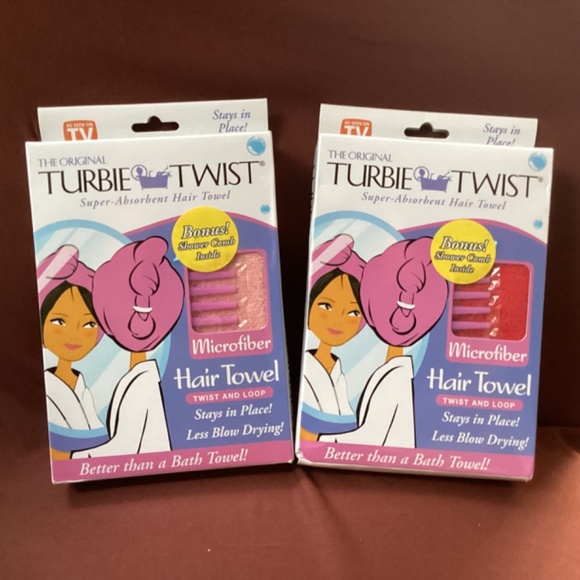 The Original Turbie Twist Hair Towel Bundle 2 packs Super Absorbent NEW - Picture 5 of 8